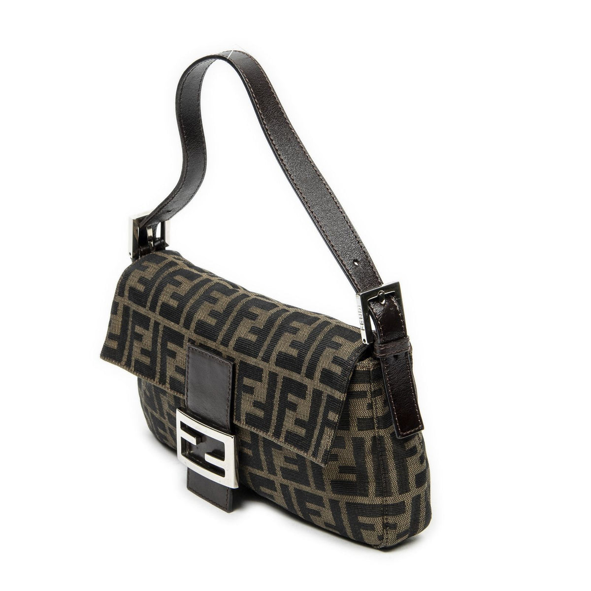 Fendi Baguette Khaki Color Brown Zucca Canvas Messenger Bag — view 2