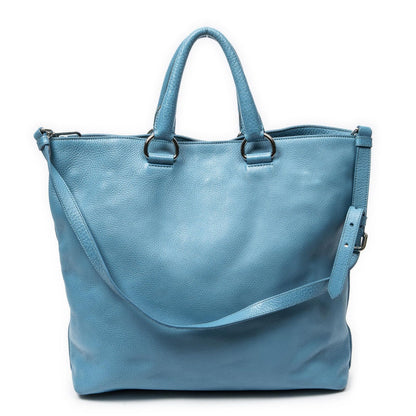 Prada Convertible Open Tote Bag Blue Vitello Phoenix — view 5