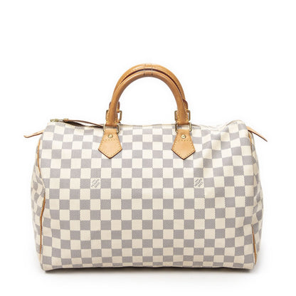 Louis Vuitton Speedy Ivory Damier Azur Handbag — view 5