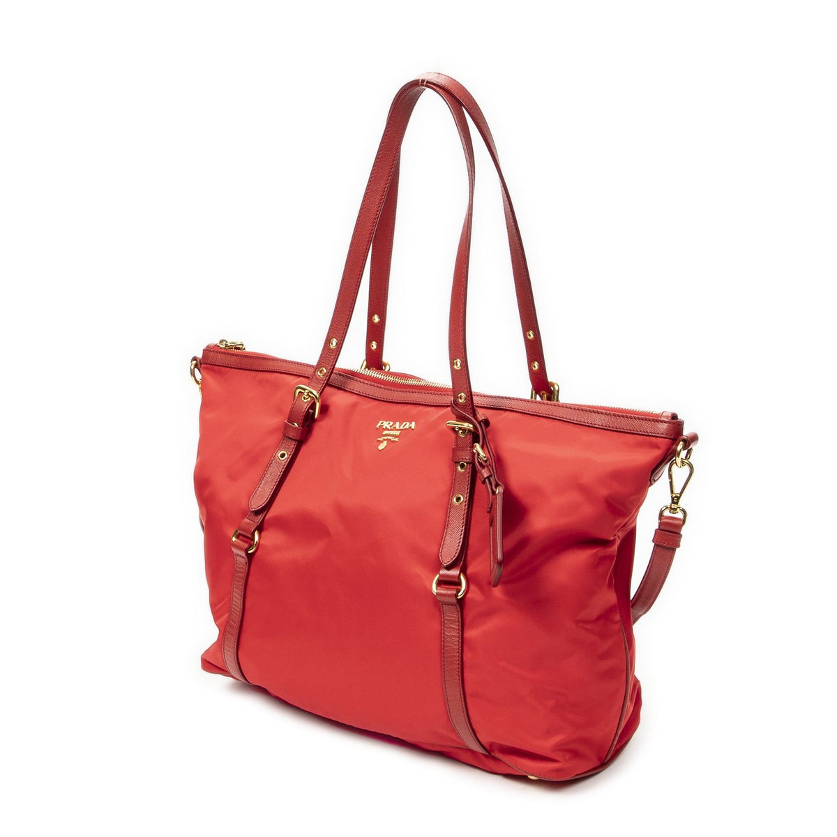 Prada Convertible Zip Tote Bag Red Nylon Canvas — view 2
