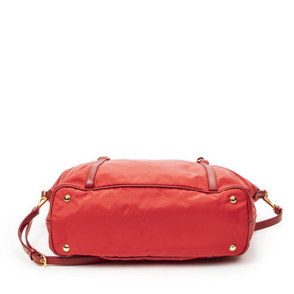 Prada Convertible Zip Tote Bag Red Nylon Canvas — view 6