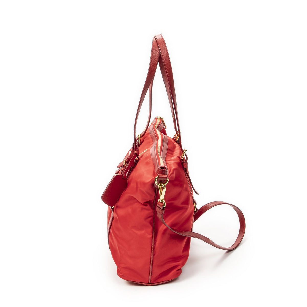 Prada Convertible Zip Tote Bag Red Nylon Canvas — view 3