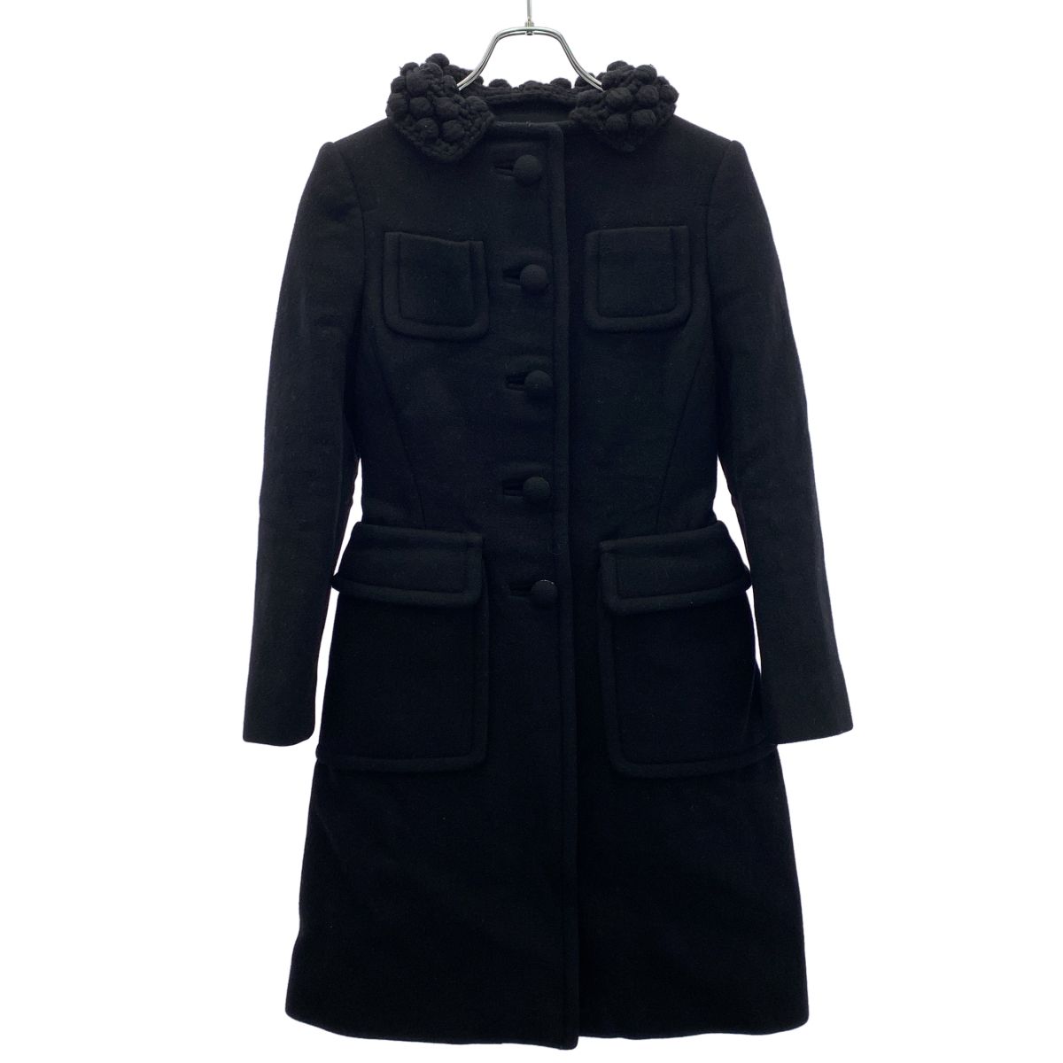 Prada Color Block Long Coat Black 38
