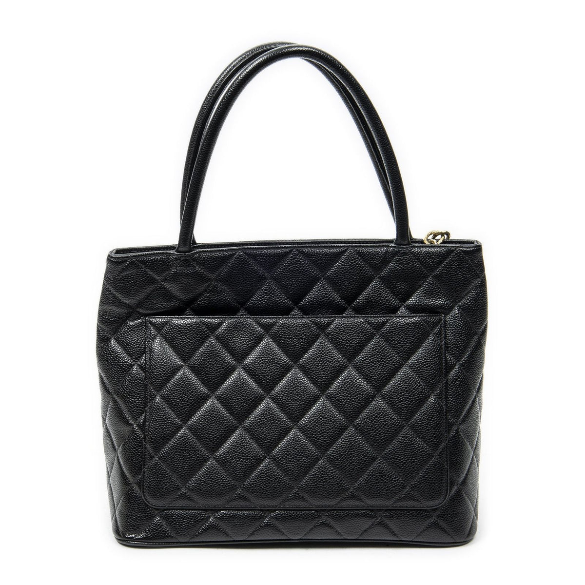 Chanel Timeless Medallion Tote Bag Black Quilted Caviar Leather — view 5