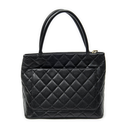 Chanel Timeless Medallion Tote Bag Black Quilted Caviar Leather — view 5