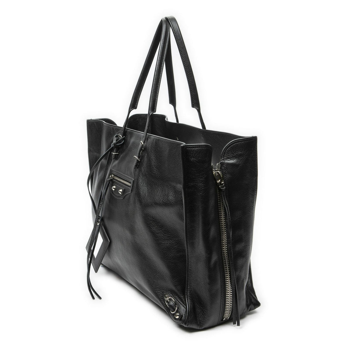 Balenciaga Papier A6 Zip Around Tote Bag Black Gray Calfskin Leather — view 2