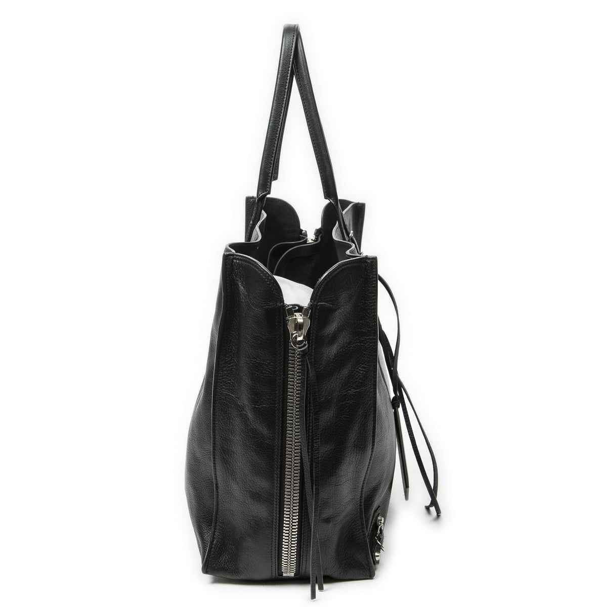 Balenciaga Papier A6 Zip Around Tote Bag Black Gray Calfskin Leather — view 4