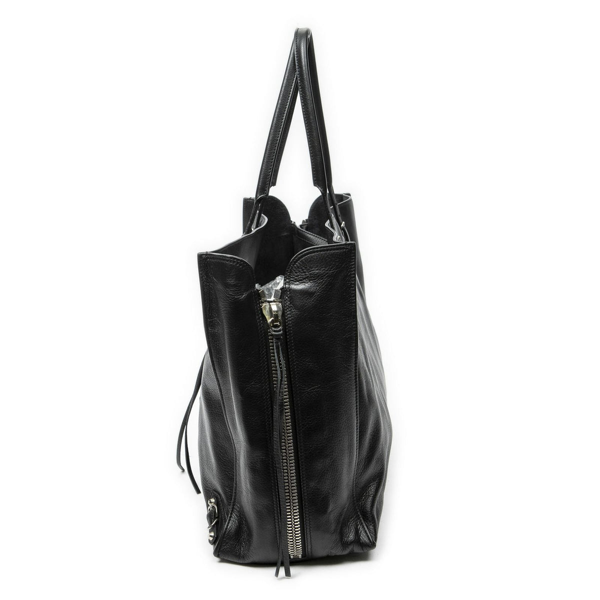 Balenciaga Papier A6 Zip Around Tote Bag Black Gray Calfskin Leather — view 3