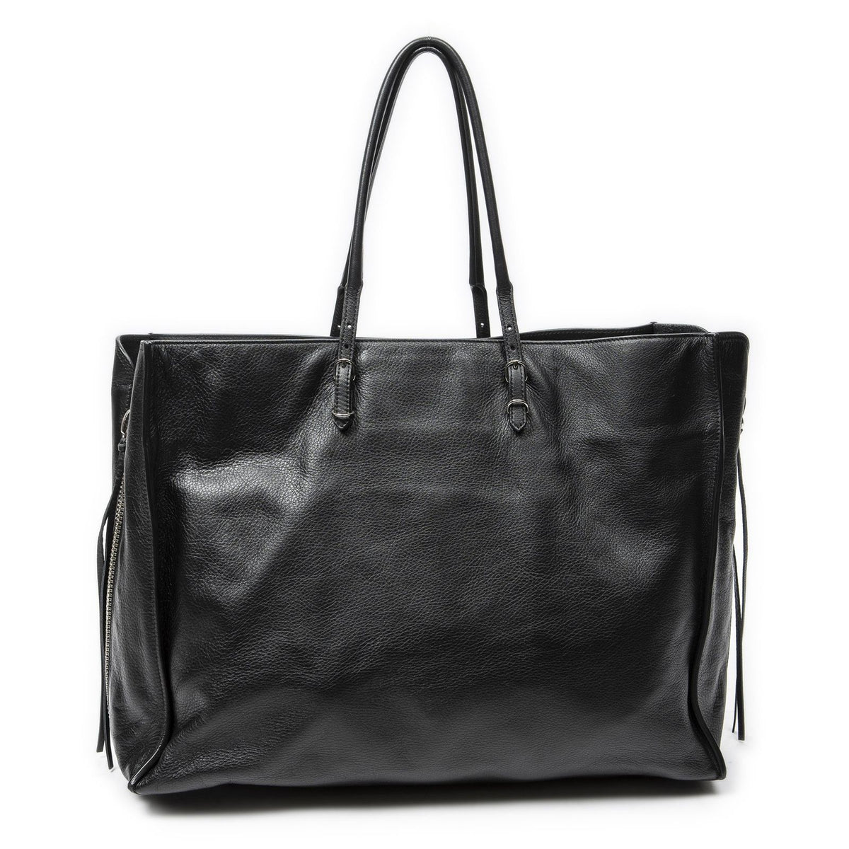 Balenciaga Papier A6 Zip Around Tote Bag Black Gray Calfskin Leather — view 5