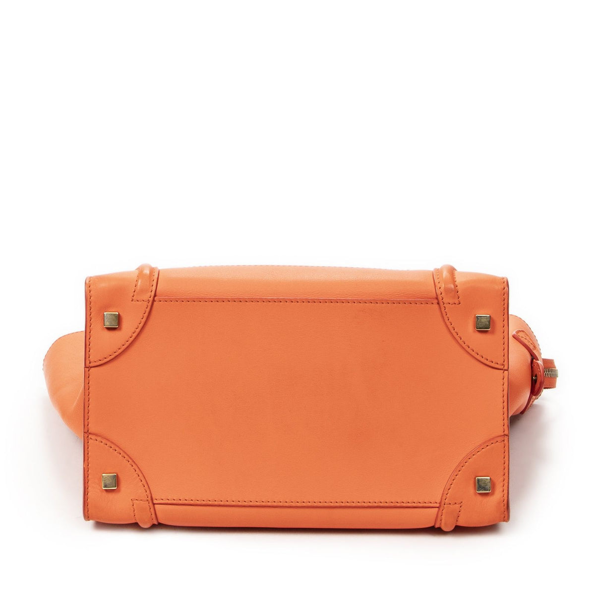 Celine Mini Luggage Handbag Orange Calfskin — view 6