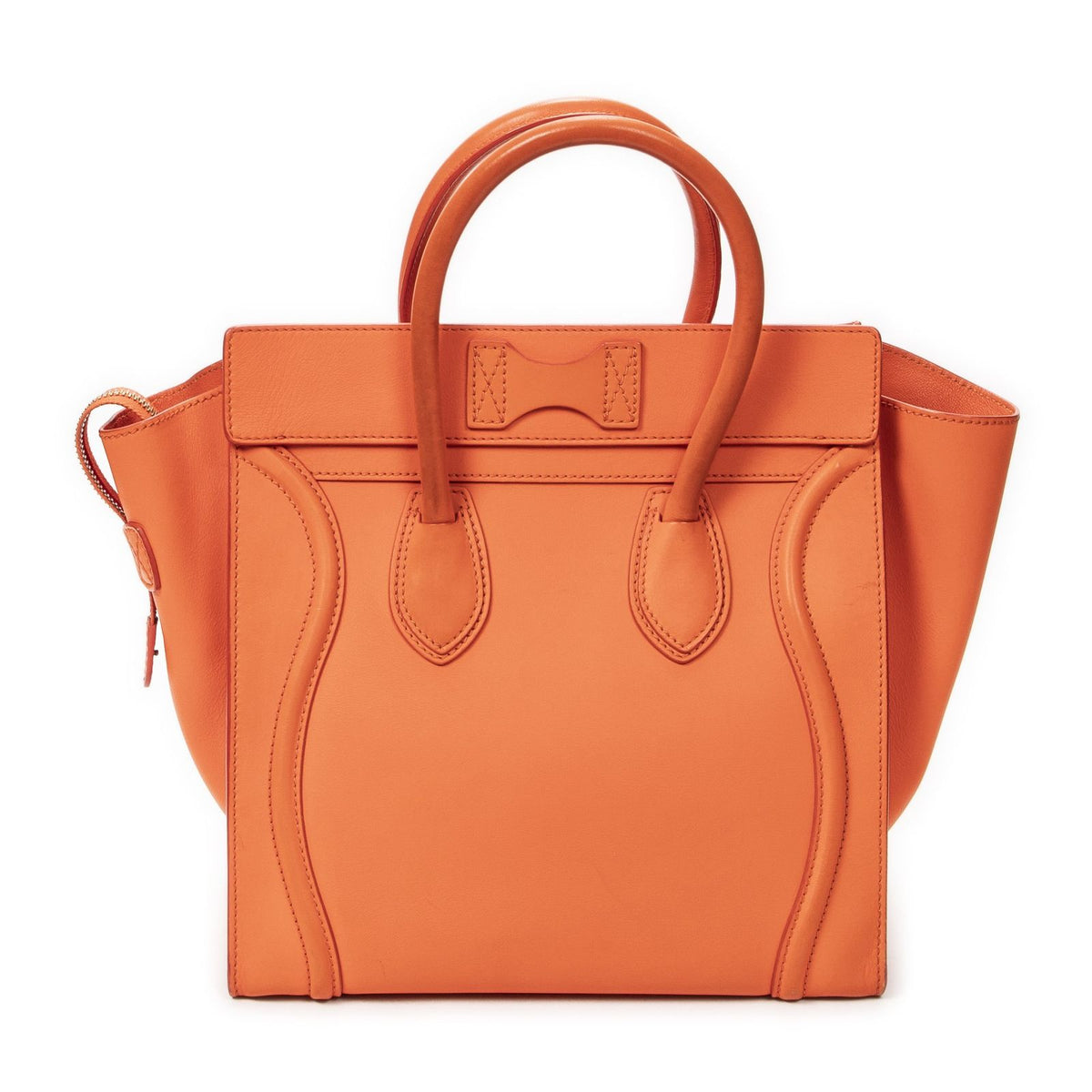 Celine Mini Luggage Handbag Orange Calfskin — view 5