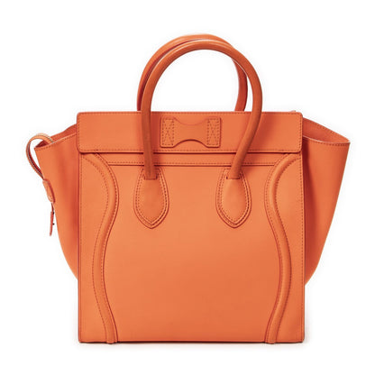 Celine Mini Luggage Handbag Orange Calfskin — view 5