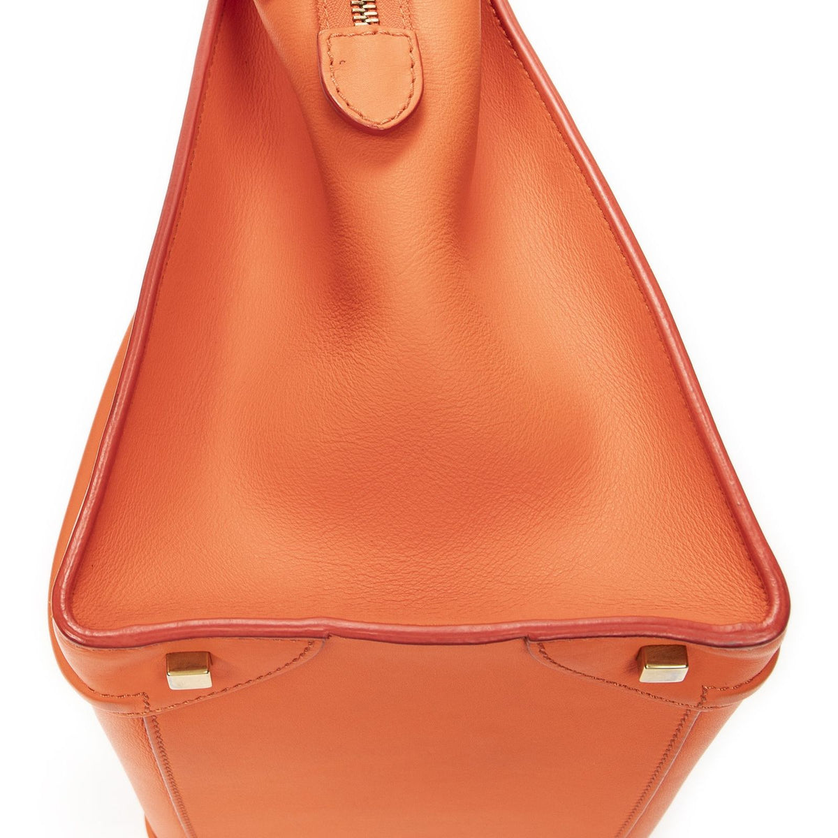 Celine Mini Luggage Handbag Orange Calfskin — view 8