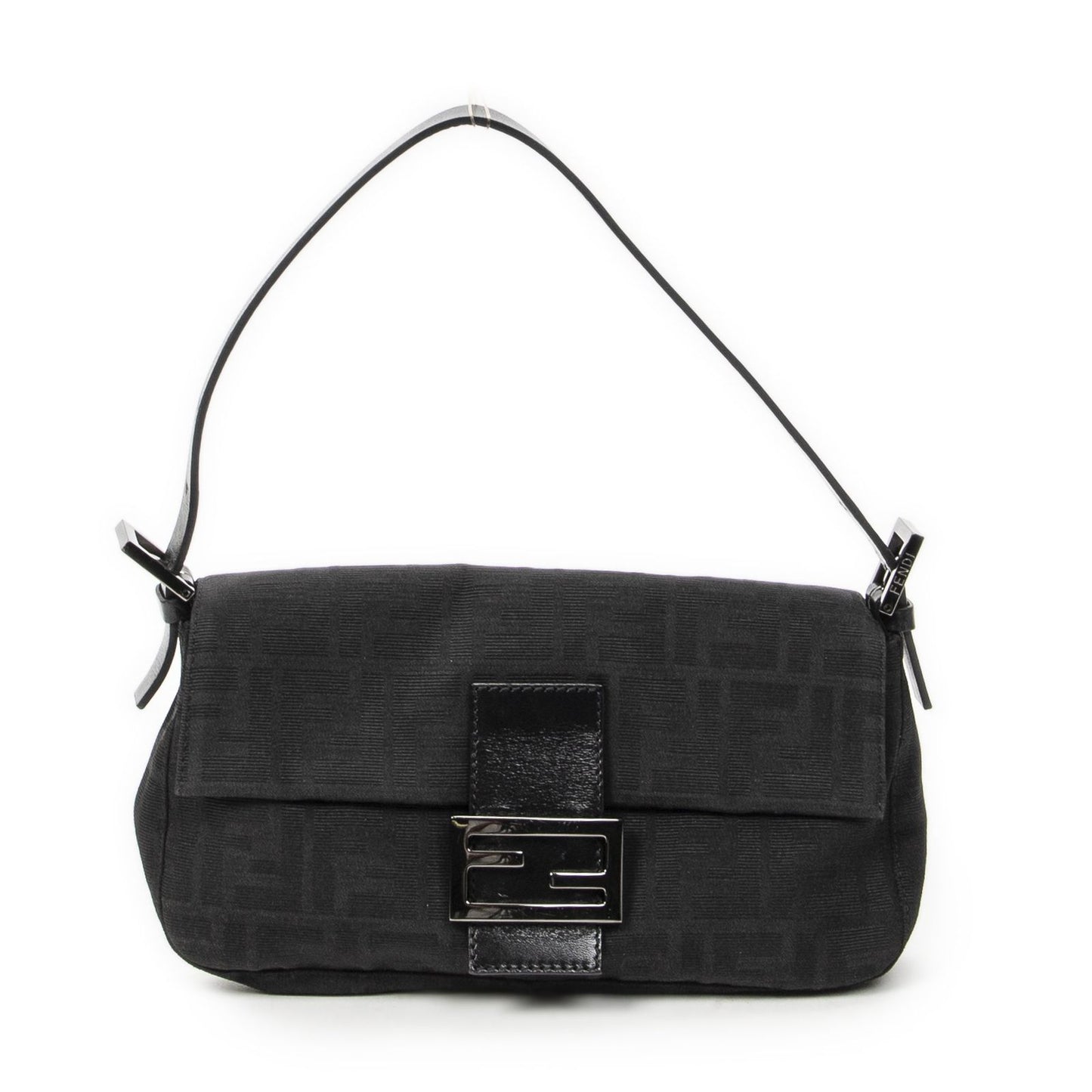 Fendi Baguette Black Zucca Canvas Messenger Bag