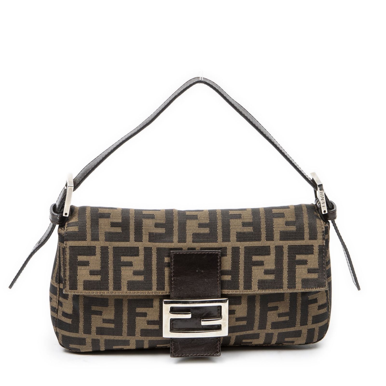 Fendi Baguette Brown Zucca Canvas Messenger Bag
