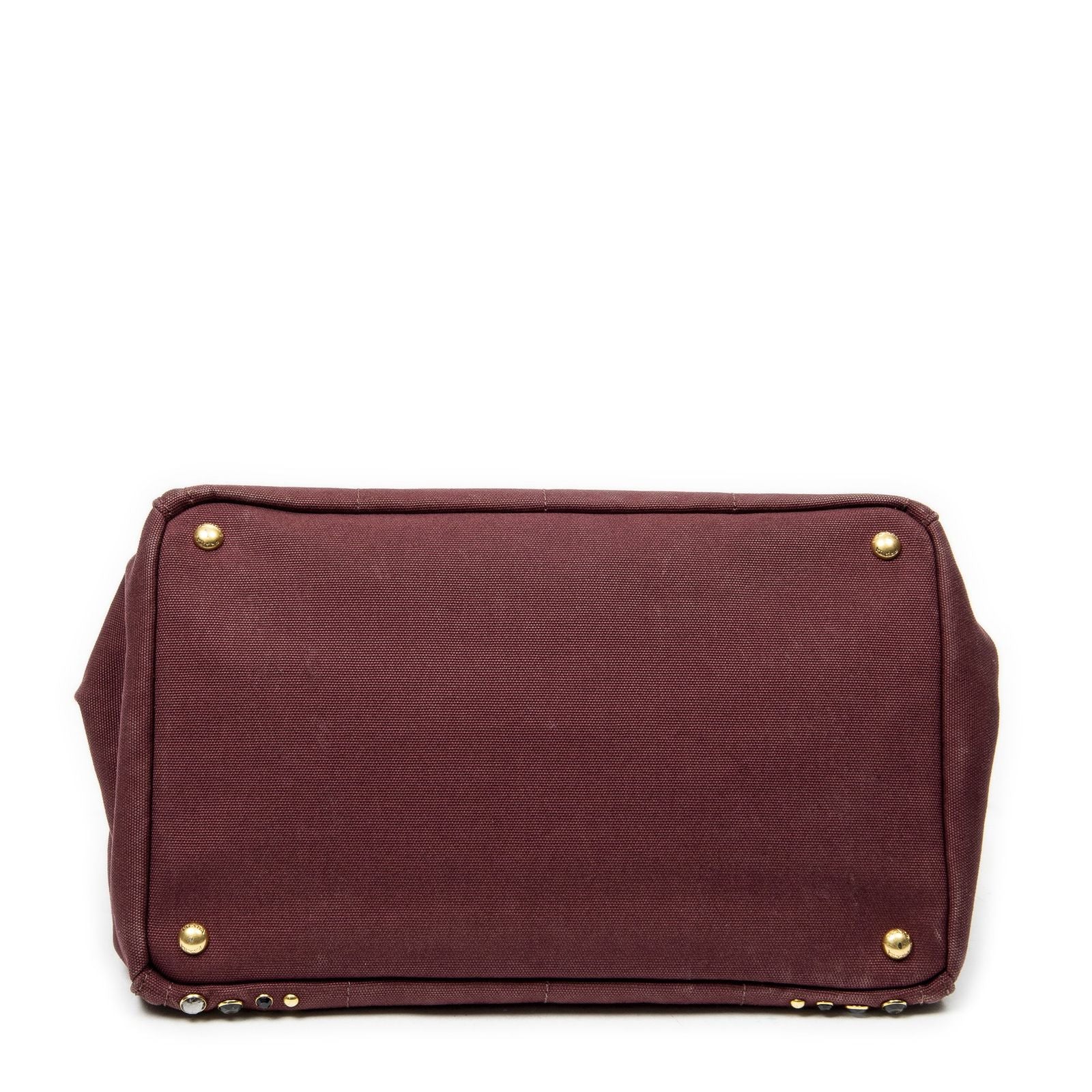 Prada Large Rhinestone Canapa Tote Bag Burgundy Studded Canvas — view 6