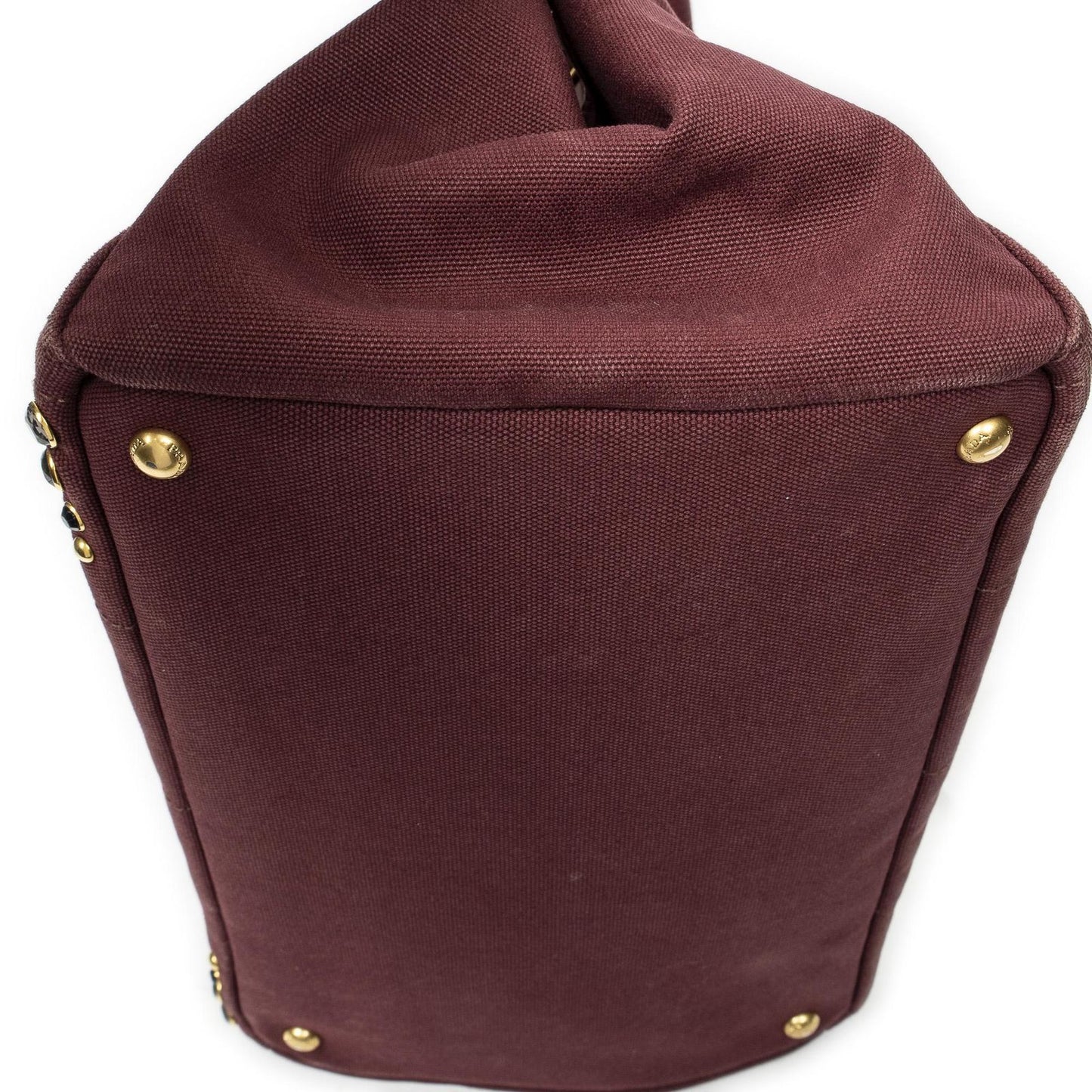 Prada Large Rhinestone Canapa Tote Bag Burgundy Studded Canvas — view 7