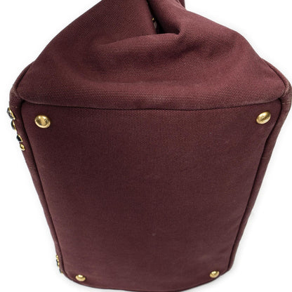 Prada Large Rhinestone Canapa Tote Bag Burgundy Studded Canvas — view 7