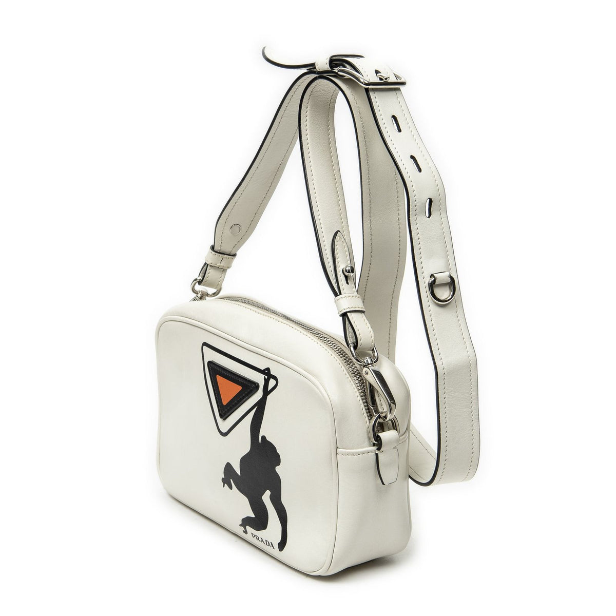 Prada Monki Pattern Camera Bag Ivory Calfskin Leather — view 2