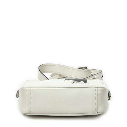 Prada Monki Pattern Camera Bag Ivory Calfskin Leather — view 6