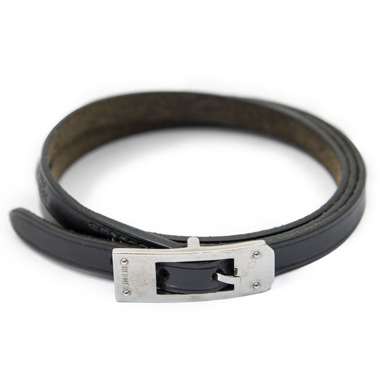 Hermes Kelly Ardion Triple Tour Bracelet Black Swift Leather