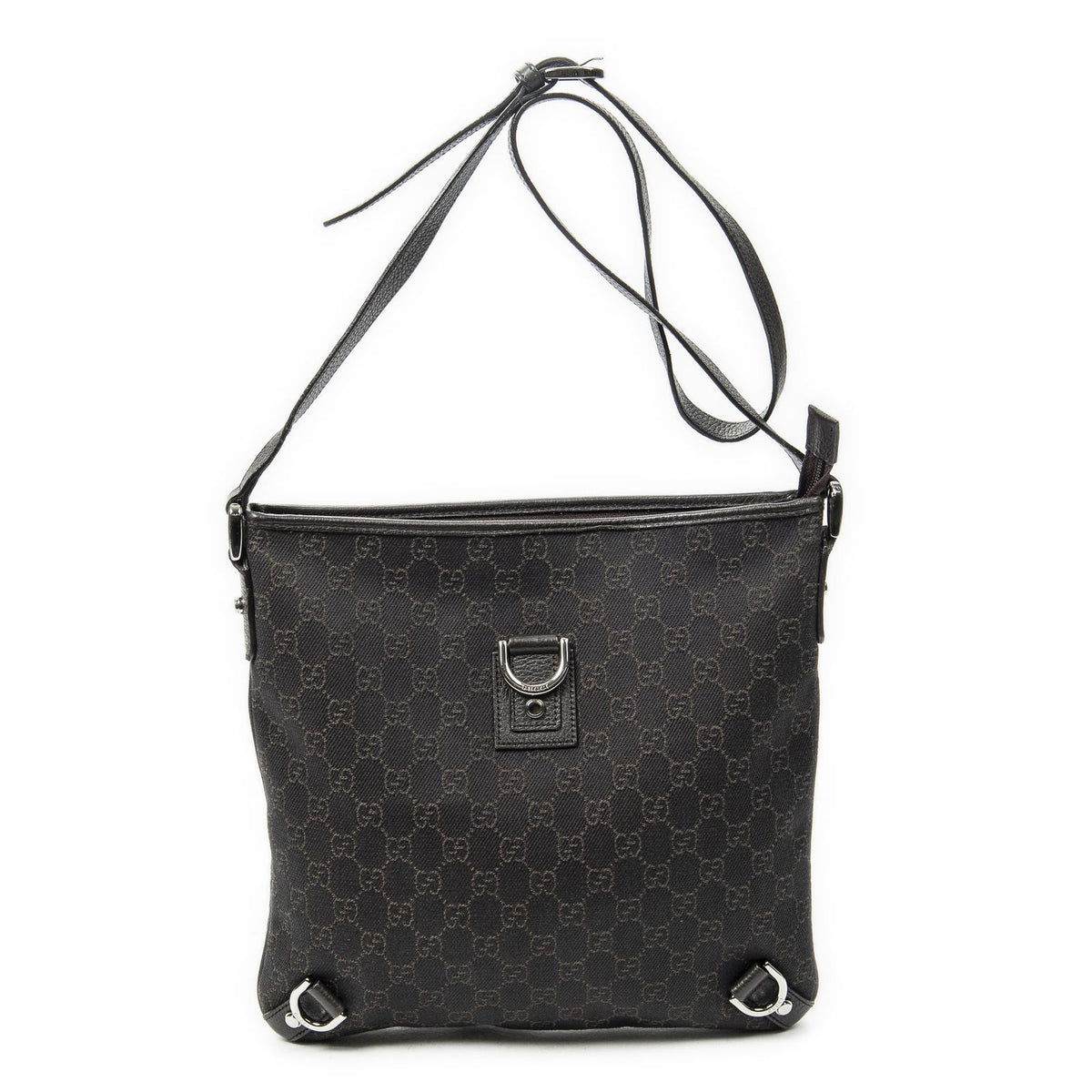 Gucci Abbey D Ring Crossbody Dark Brown GG Denim Canvas