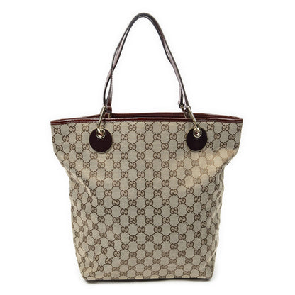 Gucci Eclipse Tote Bag Maroon Beige GG Canvas