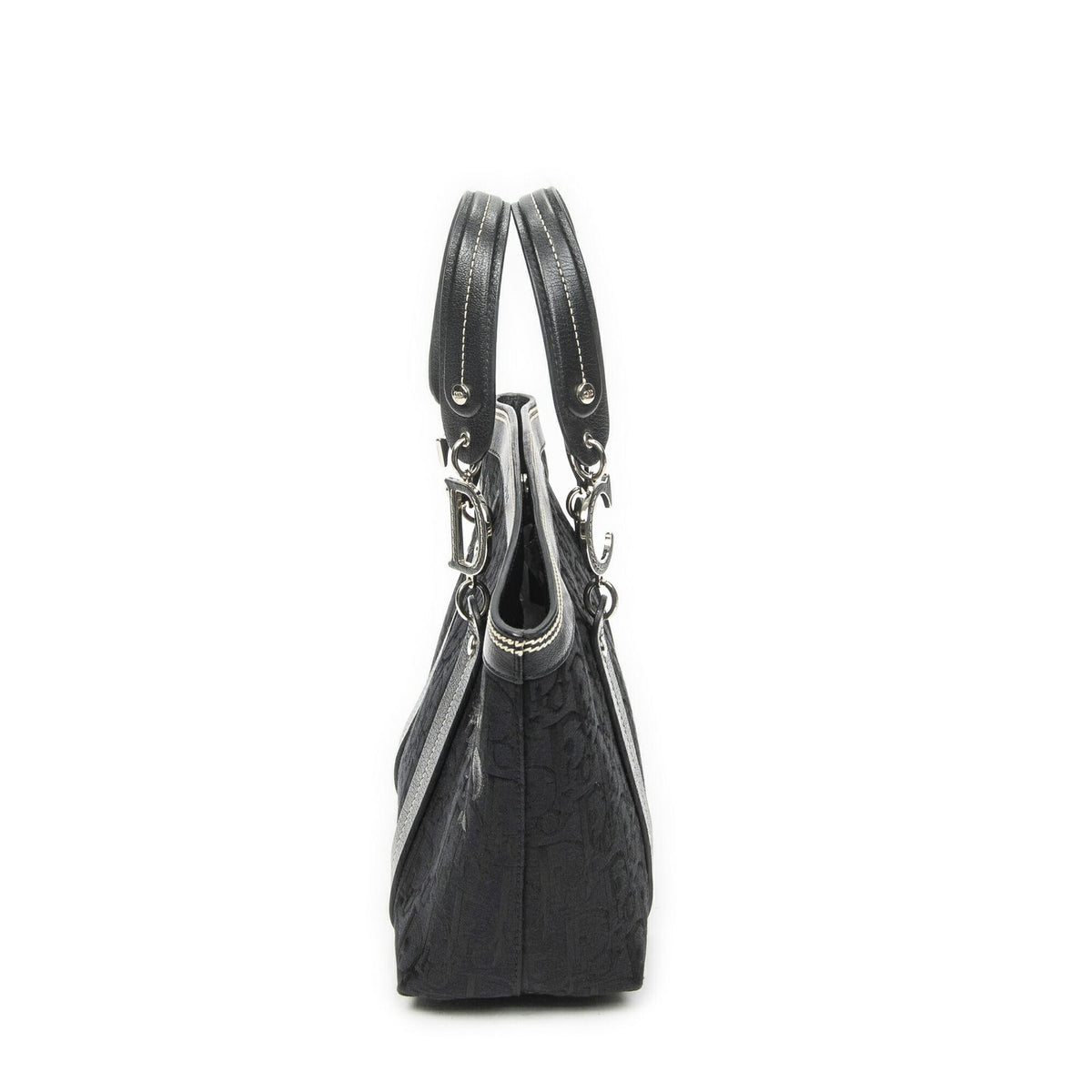 Dior Vintage Embroidery Trotter Tote Bag Black Pattern — view 4