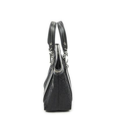 Dior Vintage Embroidery Trotter Tote Bag Black Pattern — view 4