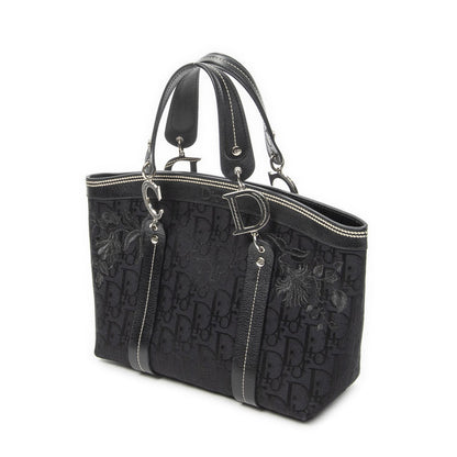 Dior Vintage Embroidery Trotter Tote Bag Black Pattern — view 2