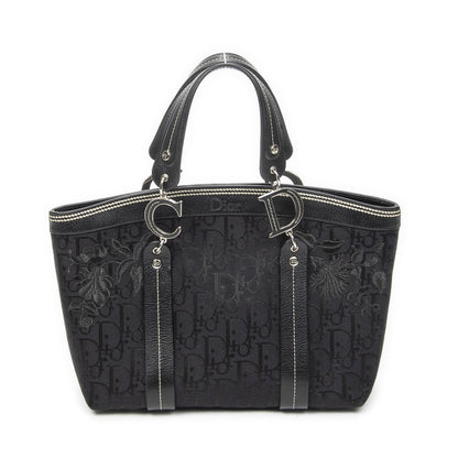 Dior Vintage Embroidery Trotter Tote Bag Black Pattern