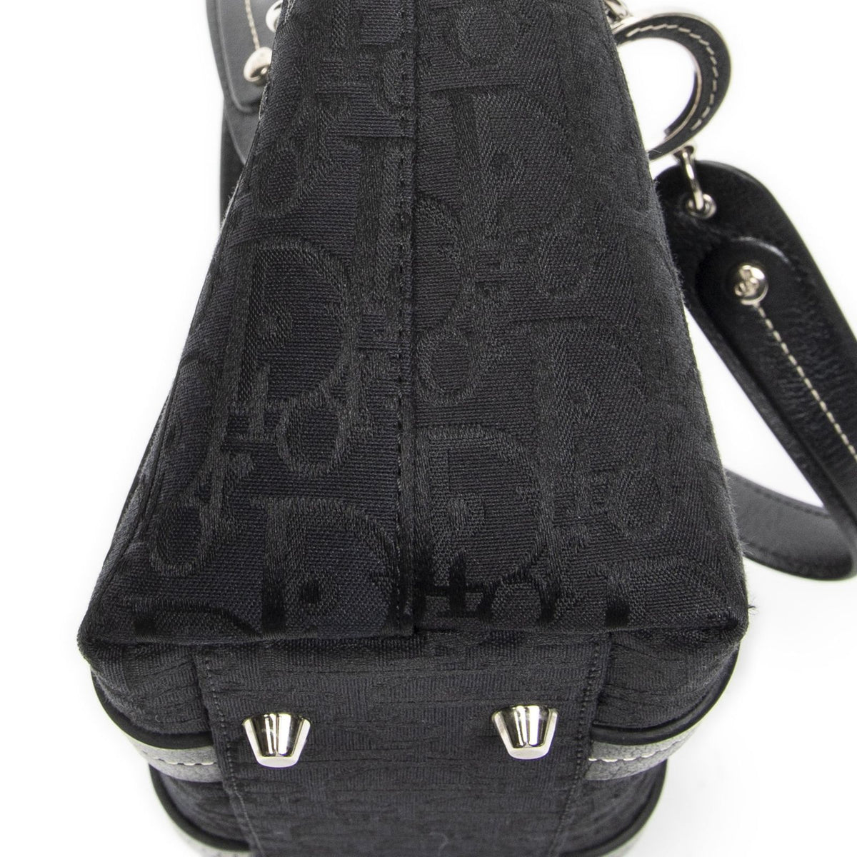 Dior Vintage Embroidery Trotter Tote Bag Black Pattern — view 8
