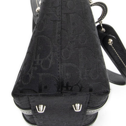 Dior Vintage Embroidery Trotter Tote Bag Black Pattern — view 8