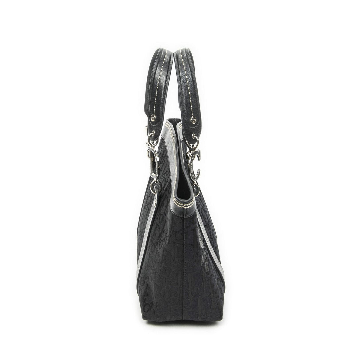 Dior Vintage Embroidery Trotter Tote Bag Black Pattern — view 3