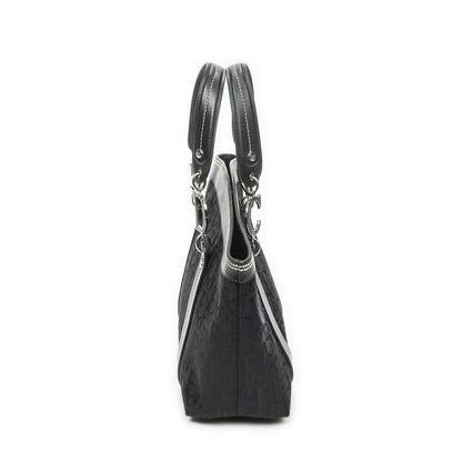 Dior Vintage Embroidery Trotter Tote Bag Black Pattern — view 3
