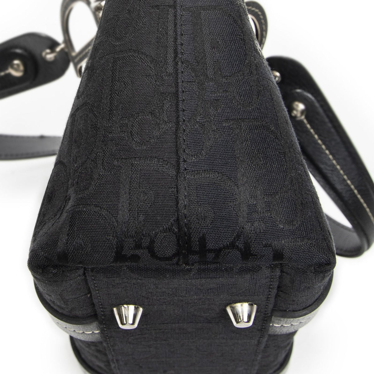 Dior Vintage Embroidery Trotter Tote Bag Black Pattern — view 7