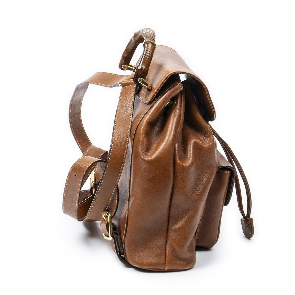 Gucci Mini Bamboo Backpack Tan Calfskin Leather — view 4
