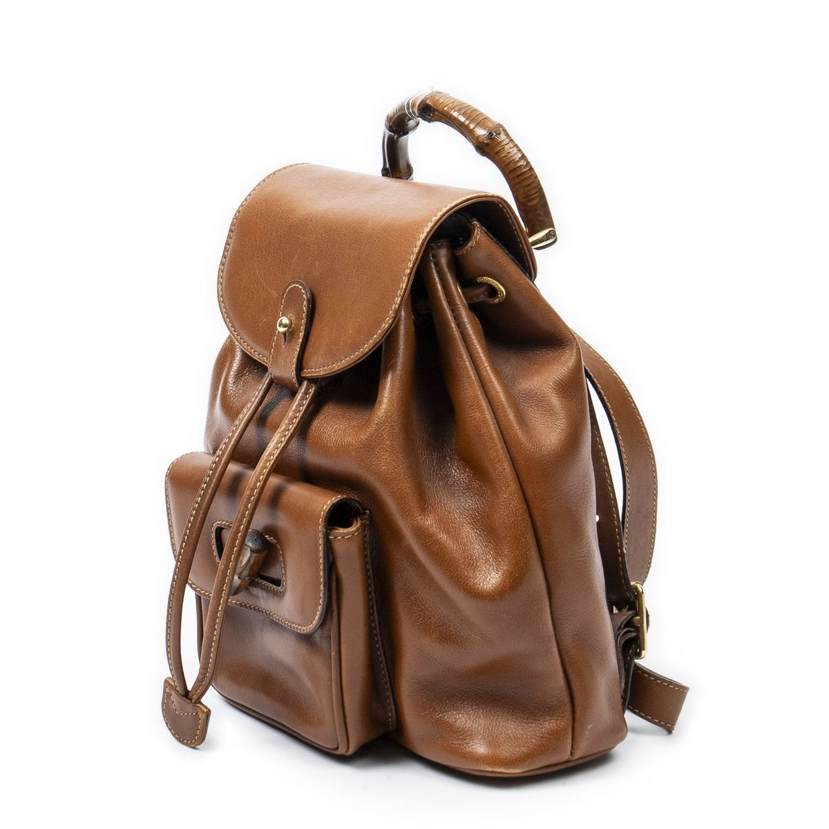 Gucci Mini Bamboo Backpack Tan Calfskin Leather — view 2