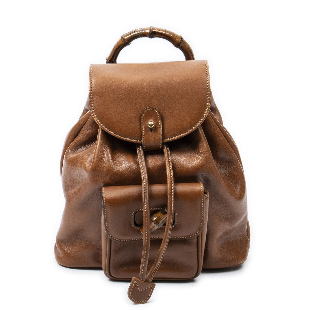 Gucci Mini Bamboo Backpack Tan Calfskin Leather