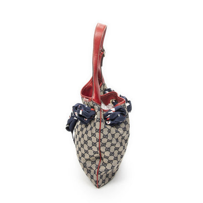 Gucci Small Positano Hobo Beige Red Navy GG Canvas — view 3