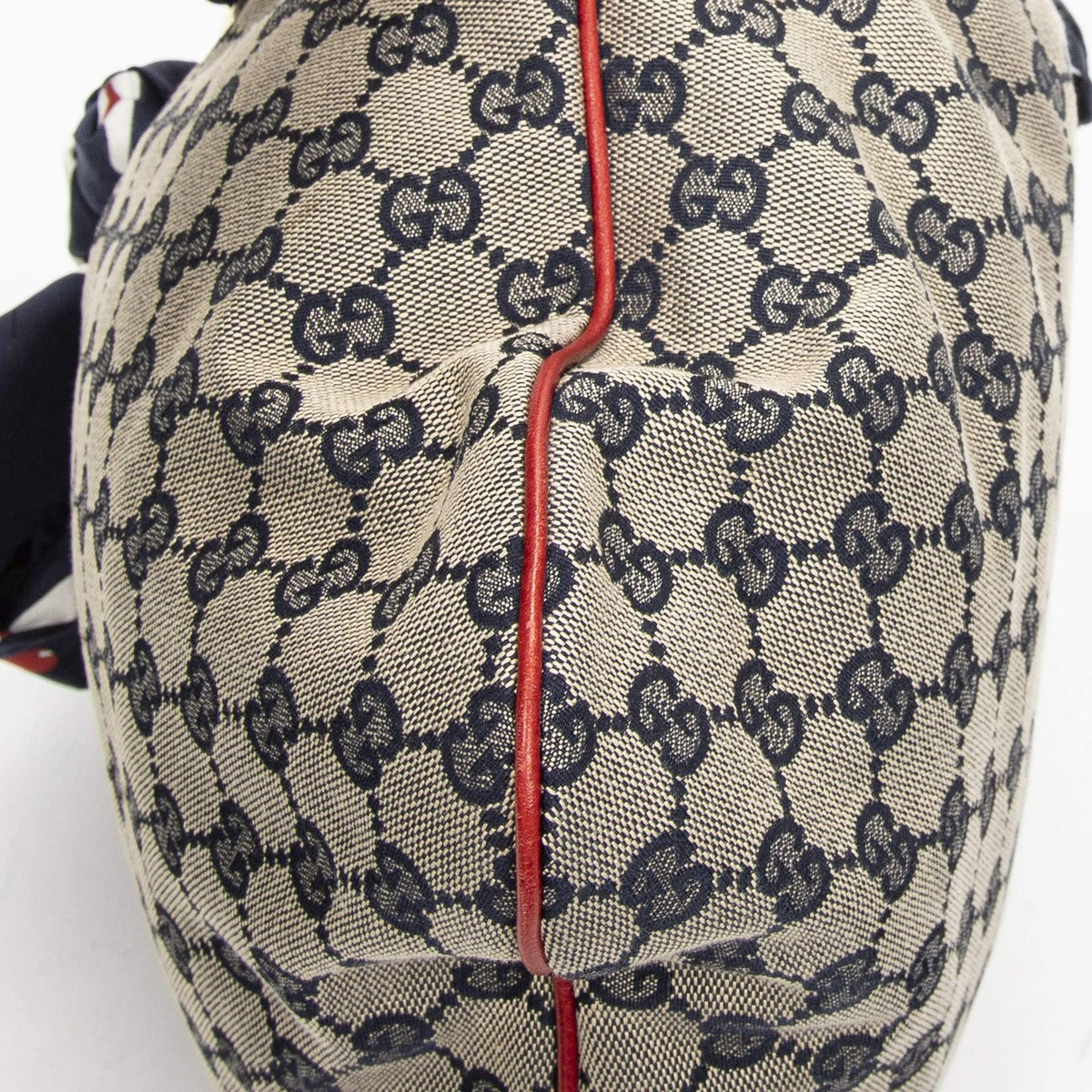 Gucci Small Positano Hobo Beige Red Navy GG Canvas — view 8