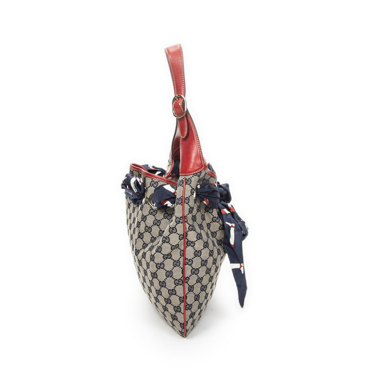 Gucci Small Positano Hobo Beige Red Navy GG Canvas — view 4