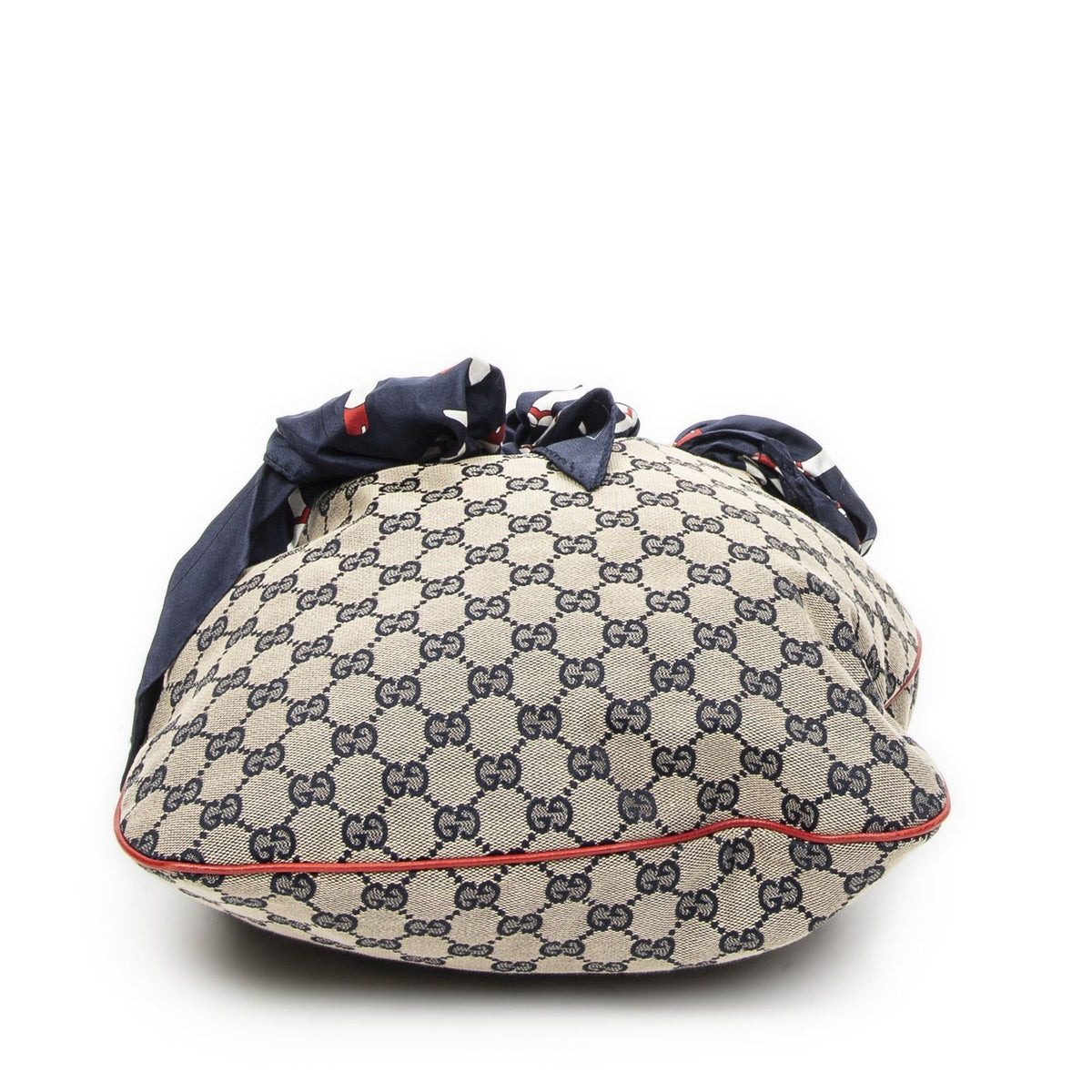 Gucci Small Positano Hobo Beige Red Navy GG Canvas — view 6