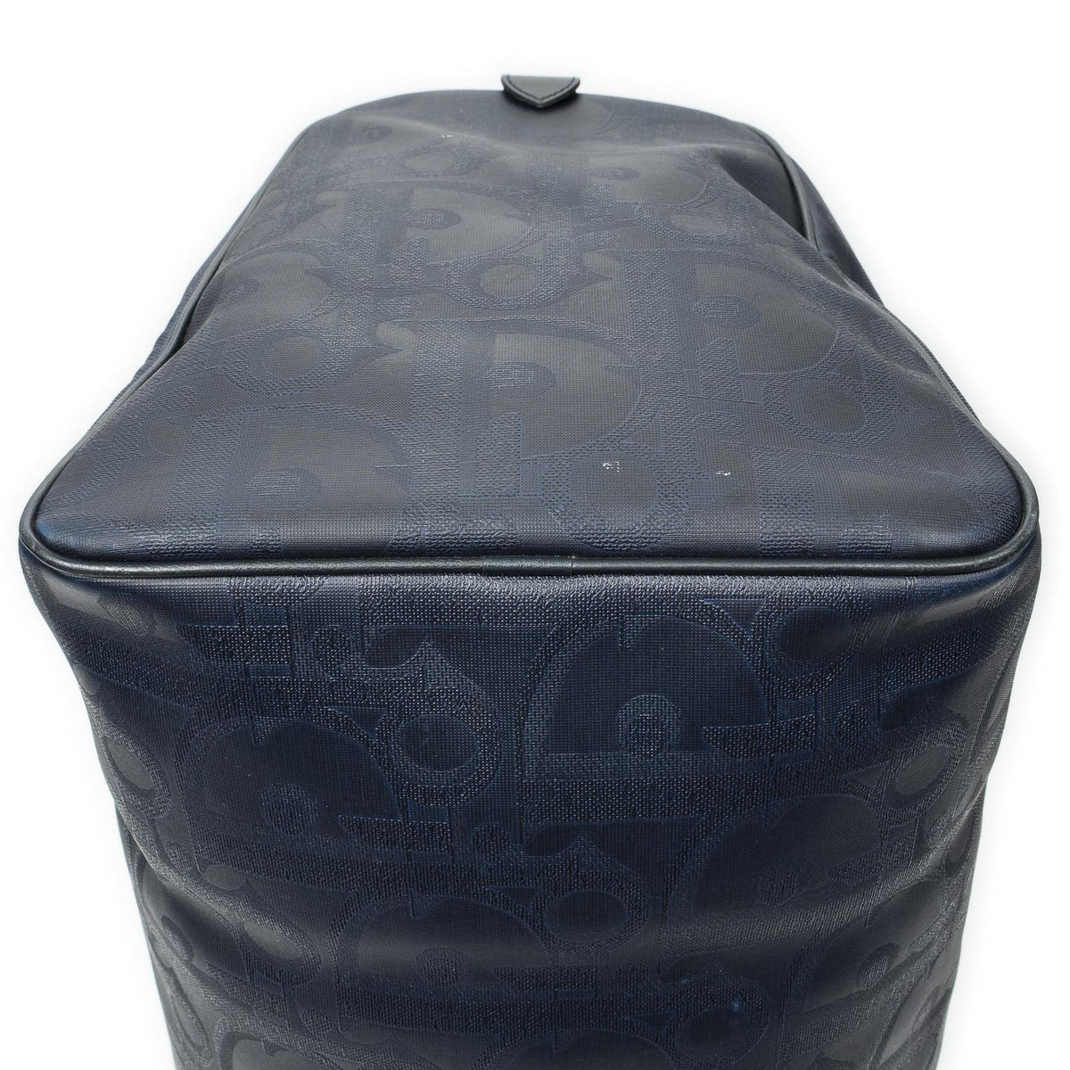 Dior Vintage Large Travel Boston Navy Maxi Trotter Pattern Canvas Shoulder Bag — view 7