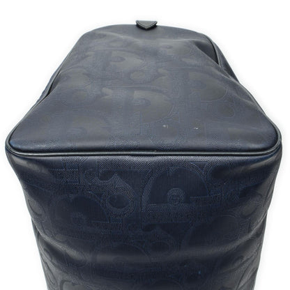 Dior Vintage Large Travel Boston Navy Maxi Trotter Pattern Canvas Shoulder Bag — view 7