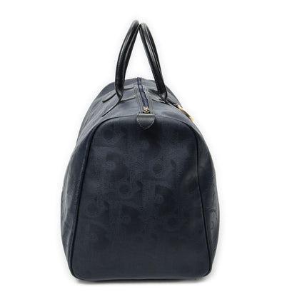 Dior Vintage Large Travel Boston Navy Maxi Trotter Pattern Canvas Shoulder Bag — view 3