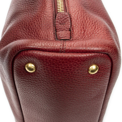 Prada Zip Tote Bag Red Vitello Dyno — view 8
