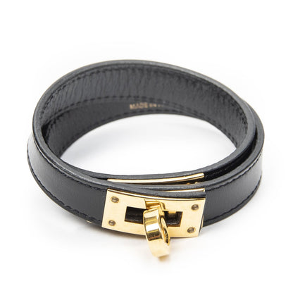 Hermes Kelly Double Tour Bracelet Black Box Leather