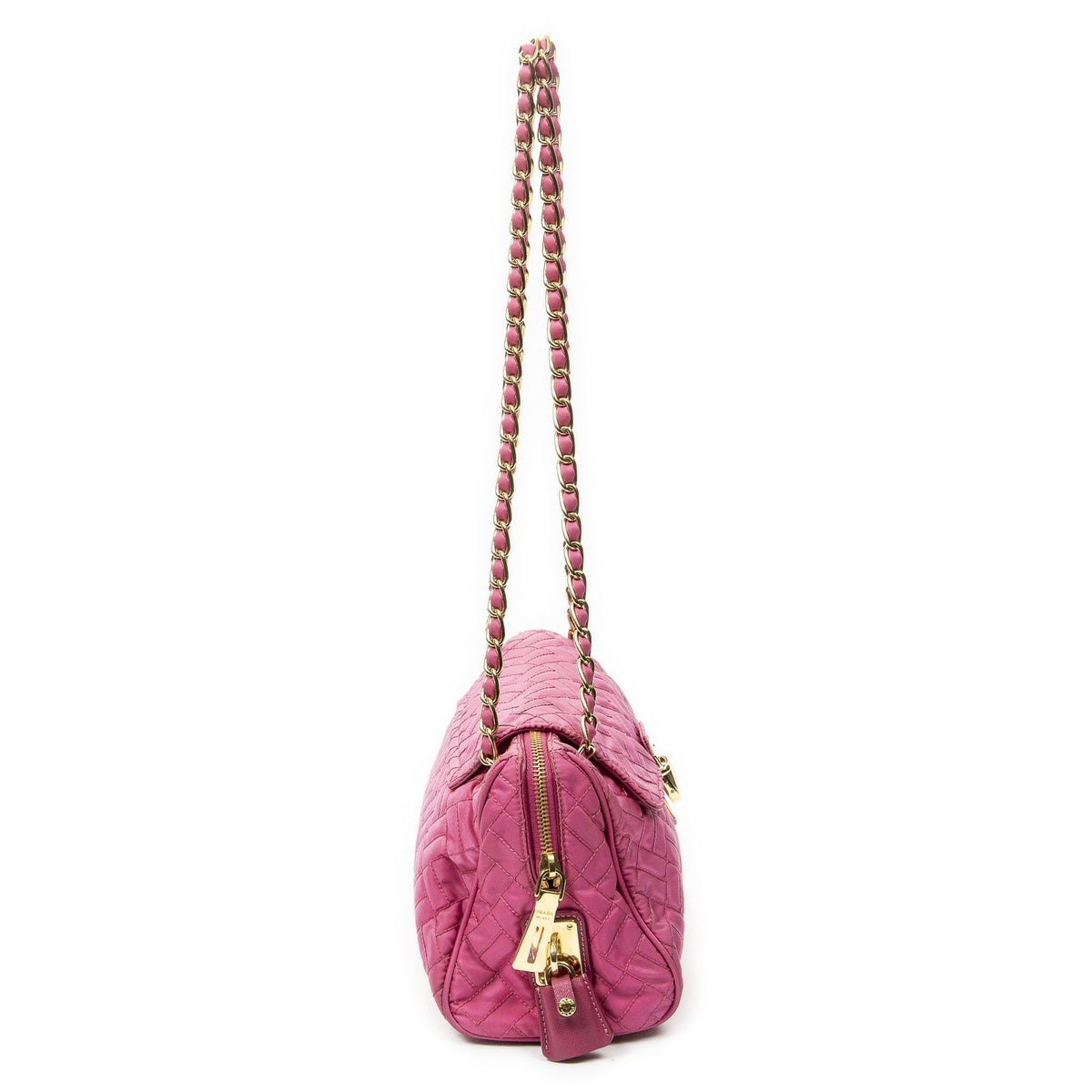 Prada Chain Shoulder Pink Matelasse Nylon Canvas Messenger Bag — view 4