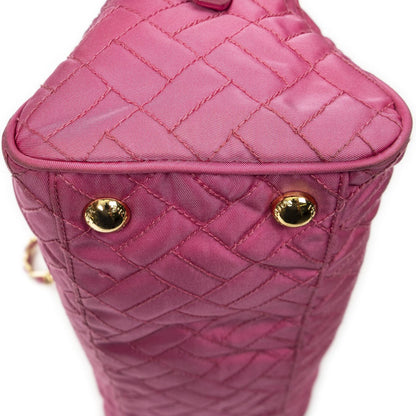 Prada Chain Shoulder Pink Matelasse Nylon Canvas Messenger Bag — view 8
